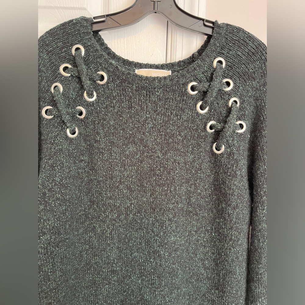 Michael Michael Kors Women’s Sweater Green Size Large String Front Embellishment - Picture 5 of 10